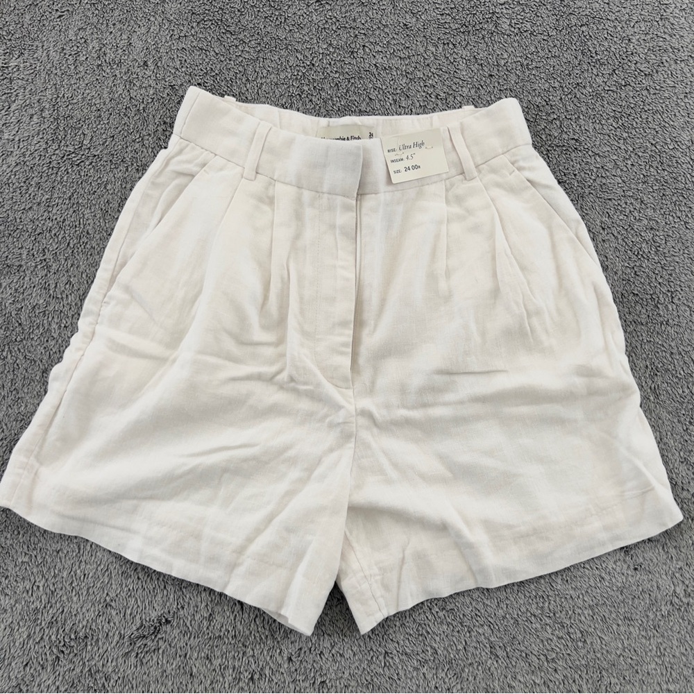 Abercrombie & Fitch High-Waist Linen-Look Shorts